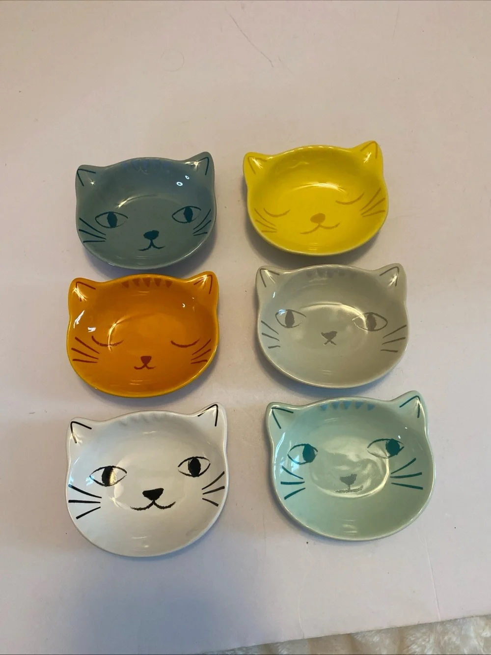 Danica Jubilee Purrfect Cat Face Pinch Bowl Set Of 6 Dishes All Different
